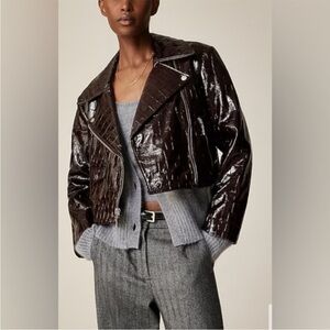 Collection moto jacket in croc-embossed leather